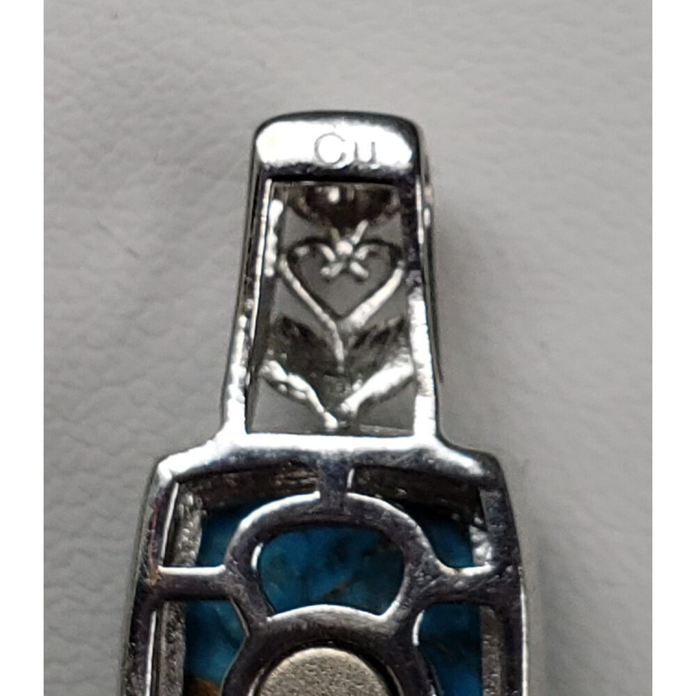 Vintage Signed CU Mojave Blue Turquoise Solitaire 6.25 ctw Pendant - Picture 12 of 15